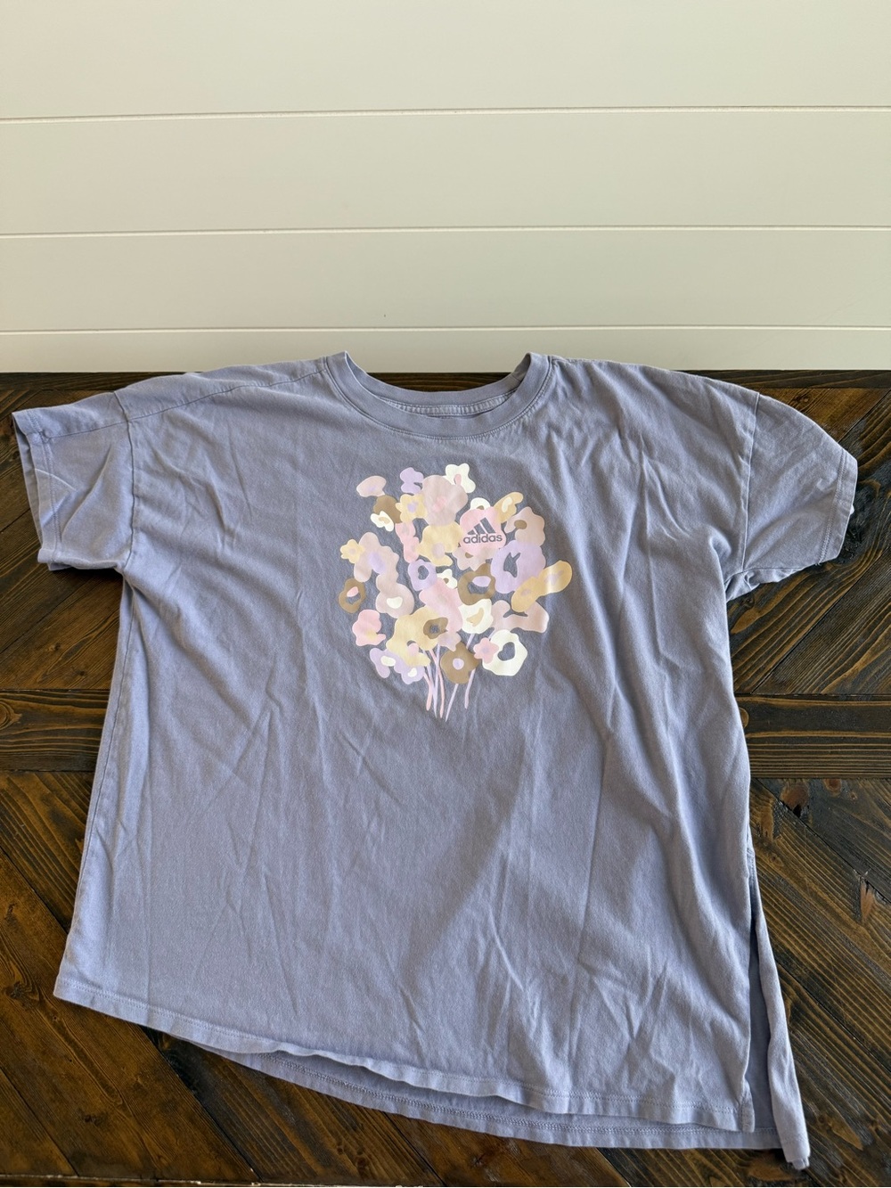 adidas Girls Pastel Lavender Floral Tee